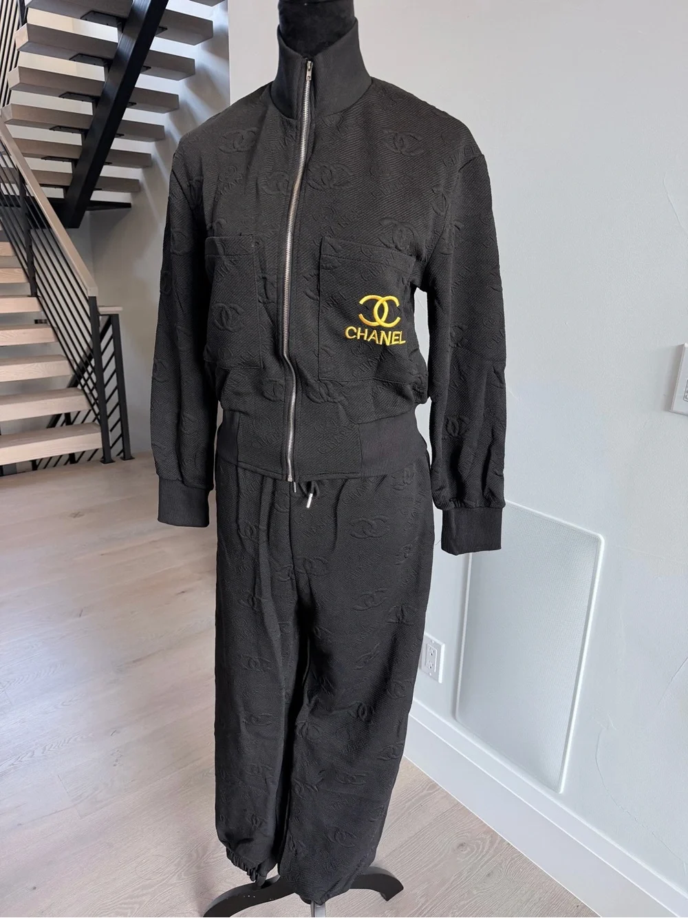 Black Two Piece Matching Set Tracksuit with pockets size S